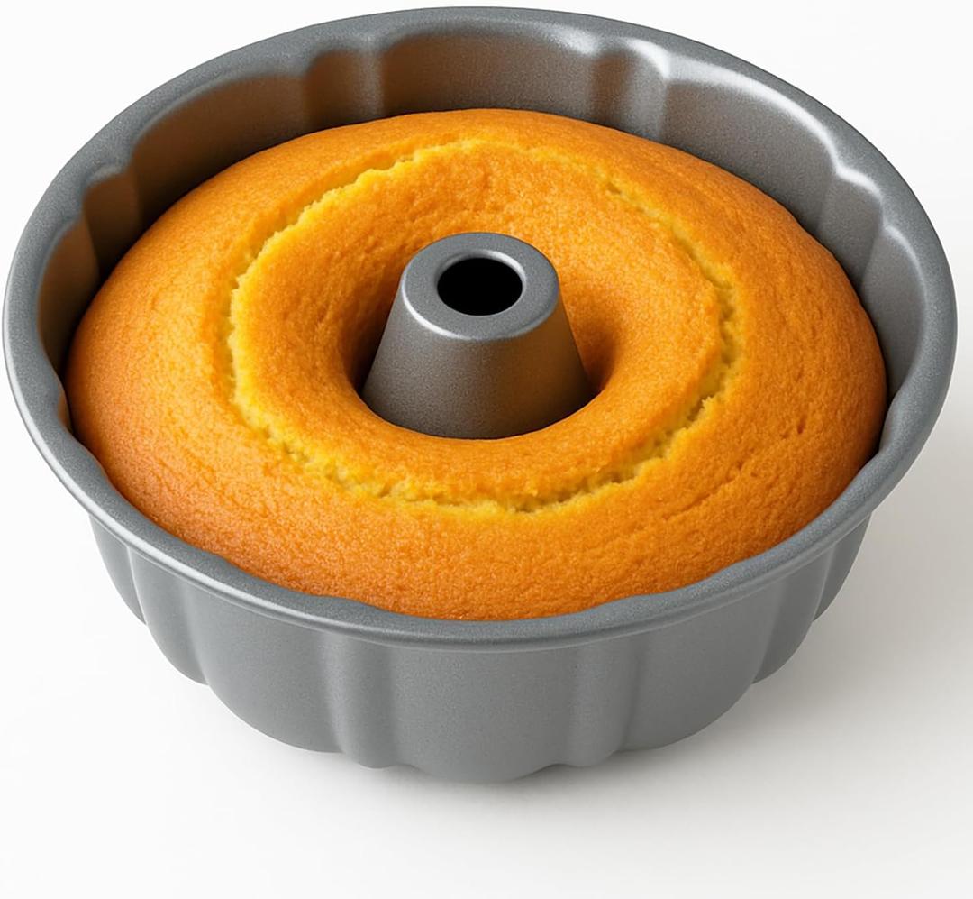 10-Inch Nonstick Cake Pan, Fluted Tube Pan for Pound Cakes, Muffins, Angel Food Cake, Coffee Cake, and More  Easy Release, Dishwasher Safe, Oven Safe, Heavy Duty