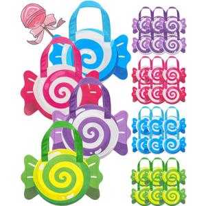 Forzacx 24 Pack Candyland Party Decorations Mini Candy Bags, Non Woven Lollipop Candy Goodie Bags, Perfect for Candyland Theme, Sweet Princess Birthday, Bridal Baby Shower & Wedding Gifts, 11.81 x 8.27 inches