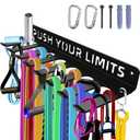 Home Gym Accessories Organization Storage Rack Equipment For Home 8 Hook Wall Hanger Display Gear Barbells Resistance Bands Jump Ropes Lifting Belt Hanger Accessories Hardware Included (Push Your Limits)