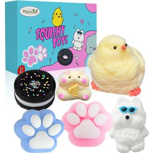 Taba Squishy paw Toys 6Pcs-Ultra-Soft Squishy Stress Relief Toys for Kids Adults,Anxiety Relief Party Favors Gifts for Girls & Boys, Kawaii Cookies Sensory Toys