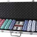 500 Poker Chips Set with Aluminum Case, PS/ABS Casino Style Game Chips with Values 10、20、50、100、500, Texas Hold'em Mahjong Baccarat Card Game Chips, Gift for Family Game Night, 22.64 X 9.25 X 3.07 Inches