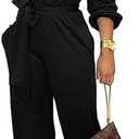 SxClub Jumpsuits for Women Formal Sexy Elegant Long Straight Pants Busineess Party Jumpsuit with Belt Pockets Small 