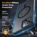 Miracase Magnetic for iPhone 14 Case 6.1 inch (Compatible with MagSafe)with 2X Screen Protectors Military-Grade Protection, Anti-Fingerprint Translucent Matte Phone Case Cover, Black