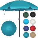 6.5ft Patio Umbrella with Push Button Tilt & Height Adjustable, UV50+ Sun Protection with Sturdy Fiberglass Ribs & Iron Pole, Market Umbrella for Outdoor Table Garden Backyard Beach