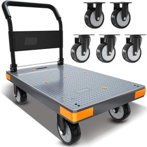WUD Push Cart, Folding Mobile Platform Trolley,Thickened and Reinforced, 360 Swivel Wheels,35.4 L x 23.6 W, 1323 lb.Grey Dolly cart with Wheels