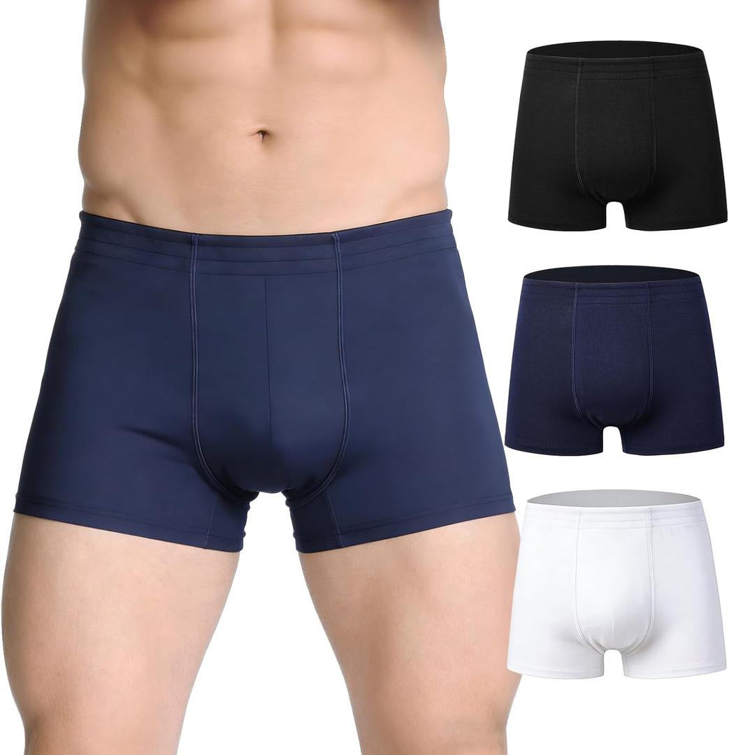 Mens Incontinence Underwear Upgraded 250ml Absorbency, Leakproof Boxer Briefs with Front-to-Back Leak Protection Washable Reusable Cotton Incontinence Briefs for Heavy Bladder Leakage, 3-Pack