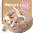 Bedsure Calming Dog Bed for Small Dogs - Donut Washable Small Puppy Bed, 23 inches Anti-Slip Round Fluffy Plush Faux Fur Large Cat Bed, Fits up to 25 lbs Pets, Camel