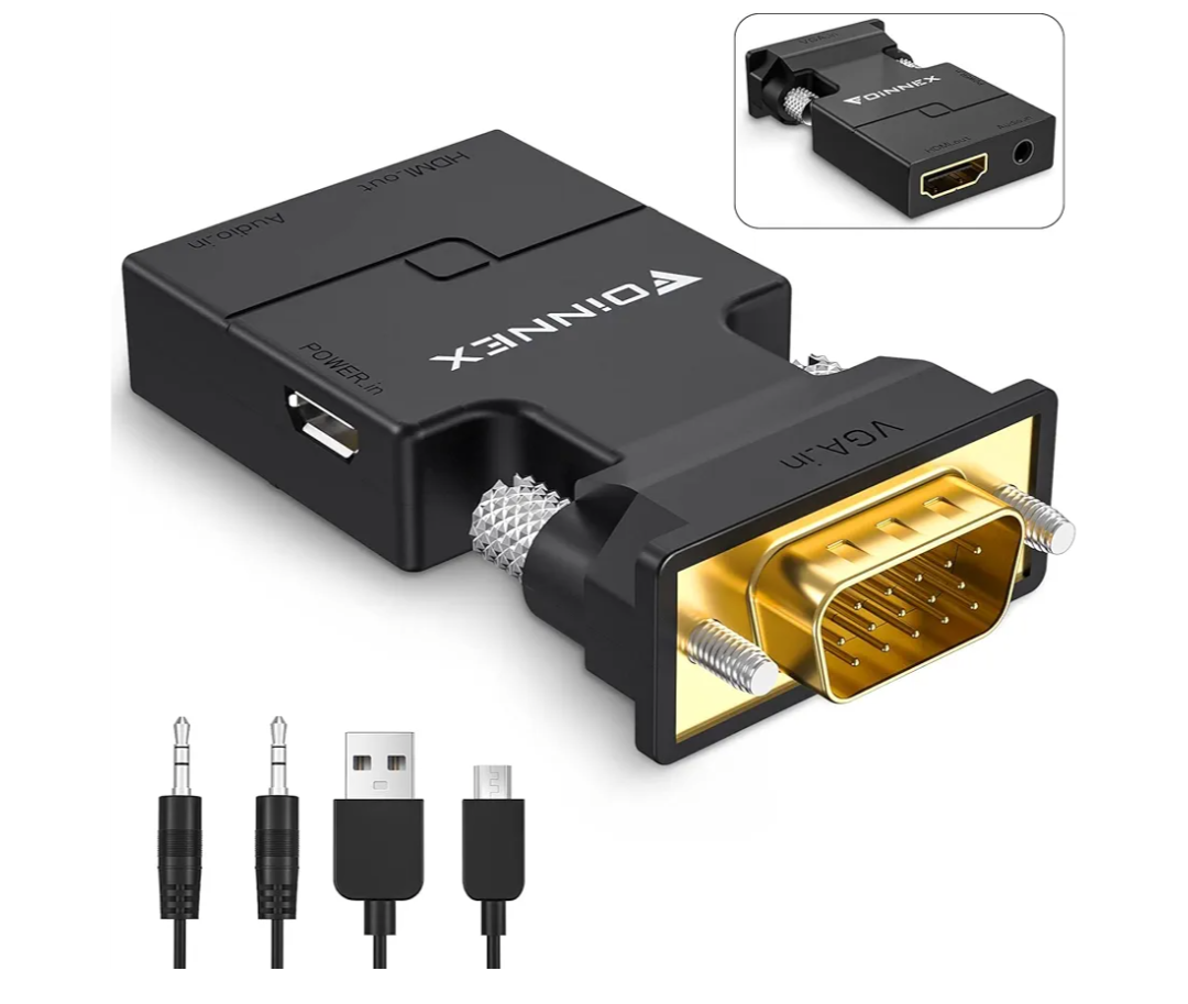 VGA to HDMI Adapter with Audio, Uni-Direction VGA (Source) to HDMI (TV/Monitor), Active VG A in HDM I Convertor Male to Female 1080P Video Dongle for Laptop,Computer,Projector