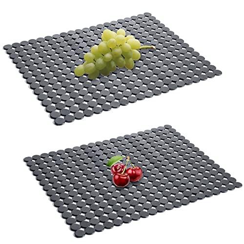 Qulable 2Pack Kitchen Sink Mat for Stainless Steel/Ceramic Sinks, PVC Eco-friendly Protectors for Bottom of Kitchen Sink, Adjustable, Fast Draining, Dots Design, 11.8x15.7 (Solid Gray)