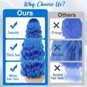 PLULON Blue Wavy Bob Wigs with Bangs Heart Sunglasses Hair Cap for Women, Colored Synthetic Hair Short Bob Loose Curly Shoulder Length Wigs for Costume Bachelorette Party Music Festival
