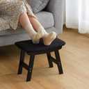 Foot Stool Ottoman Foot Rest Under Desk,Small Stool for Living Room, Bedroom and Kitchen (Black Legs - Black Stool Surface), 9.8"D x 15.3"W x 11.8"H