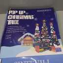 6 FT Pop Up Christmas Tree with 100 LED Timer Lights & Remote, Green Collapsible Christmas Tinsel Tree Artificial Pencil Tree Xmas Decoration for Holiday Home Office Party, USB Powered (Peacock Green - Snowflakes)