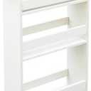 TEAMIX 4 Tier White Slim Storage Cart with Handle, Slide Out Storage Rolling Utility Cart Mobile Shelving Unit Organizer Trolley for Small Spaces Kitchen Laundry Narrow Places (5-1/2'' W)