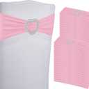 100PCS Spandex Stretch Chair Sashes Bows Universal Elastic Chair Cover Bands Ties with Buckle Slider for Wedding Party Birthday Reception Events Banquet Decoration, Pink