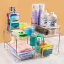 2Pack 2-Tier Bathroom Storage Organizer, Clear Under Sink Organizers Kitchen Vanity Counter Storage Container, Medicine Cabinet Drawers Bins, Pull-Out Organization with Track for Pantry