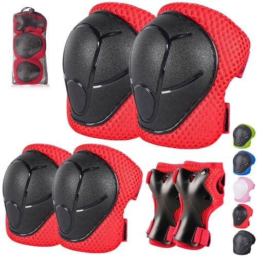 Banzk Kids/Youth Knee Pad Elbow Pads Guards Protective Gear Set for Children 3-14 Years Skateboard Roller Skating Skiing Rollerblading Cycling BMX Biking Running Scooter, M（7-14Years）