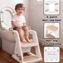 Potty Training Seat, Primlect Upgrade Toddler Toilet Seat for Kids Boys Girls, 2 in 1 Potty Training Toilet with Step Stool, Adjustable Seat and Ladder, Non-Slip Pad, Splash Guard (M-Brown)