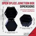 Open Splice Junction Box 2-Pack | UL 514C | One-Piece Polycarbonate Box, Code-Approved, Durable DIY Electrical Splice Enclosure in Black | Fast Installation for Safe Wiring Connections