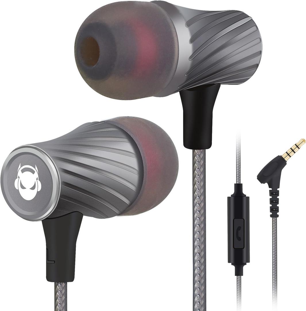 MINDBEAST Wired Earbuds with Microphone Super Bass Sound, Noise Isolation, Lightweight Cable Headphones for Running, Office, Travel, Gaming, Durable and Tangle-Free Ear Buds Earphones with 3.5mm Jack