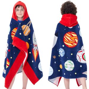 Kids Bath Towels, Kids Towel Girls Boys Hooded Beach,Bathroom,Pool Swim Towels 30  50 INCH Large Size Ultra Absorbent Cute Cartoon Animal Full Vitality 100% Cotton Wearable Wrap for Child (New Space)