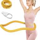 3.4/4.1/5 LBS Soft Spring Weighted Hoop for Adults, Quiet & Pinch-Proof Design, Portable Fitness Infinity Hoop with Body Tape Measure, Exercise Hoop for Core Workout (Yellow)