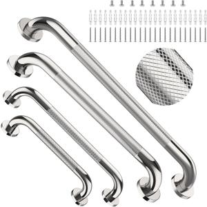 Chrome Grab Bar 4 Pack, Shower Grab Bar 12" 16" 20" 24" Bundle