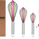 OYV Silicone Whisk,Professional Whisks For Cooking Non Scratch,Stainless Steel & Silicone Wisk,Plastic Rubber Whisk Tool For Nonstick Cookware,Silicon Wisks Set of 3,Rainbow,for Blending,Colorful.