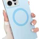 Rectangle Case for iPhone 16 Pro Case for Women Girls Boys [Compatible with Magsafe] Cute Candy Color Design, Kawaii Aesthetic Girly Magnetic Protective Phone Cover, Mist Blue