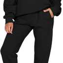 Aleumdr Women 2 Piece Outfits Sweatsuit Oversized Half Zip Pullover Long Sleeve Sweatshirt Jogger Pants Set with Pockets (X-Large, Lighter Weight Black)