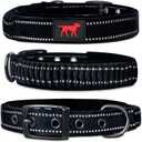 Tuff Pupper Heavy Duty Dog Collar with Handle | Ballistic Nylon Heavy Duty Collar | Padded Reflective Dog Collar with Adjustable Stainless Steel Hardware | Convenient Sizing for All Breeds (Medium/Large (14 - 18" Neck), Epic Black)