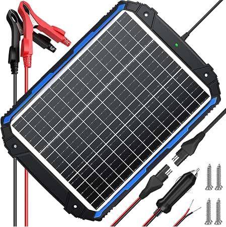SUNER POWER 25W 12V Solar Battery Charger & Maintainer PRO, Built-in Smart MPPT Controller, Waterproof 12 Volt 25 Watt Solar Panel Trickle Charger for Car Marine RV Trailer Boat Automotive