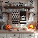 2 x Artoid Mode Black Ghost Spooky Halloween Kitchen Towels Dish Towels, 18x26 Inch Quick Dry Microfiber Cloth Hand Towels for Kitchen Drying Set of 2