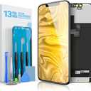 Screen Replacement for iPhone 13 Pro Max, 6.7 Inch Full HD LCD and Touch Digitizer Assembly Includes Repair Tools, Waterproof Adhesive, and Tempered Glass Screen Protector