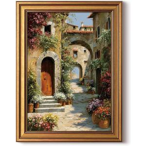 ARPEOTCY Gold Framed Canvas Prints Wall Art, Italian Scenery 8"/10" Picture