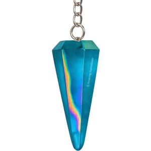 Amazing Gemstone Aqua Aura Quartz Crystal Pendulum for Divination - Certified Dowsing Crystals and Healing Stones for Chakra Balancing and Meditation - Enhance Reiki Spiritual Growth