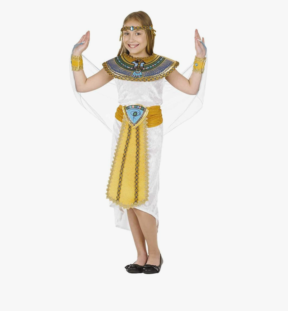 fun shack Kids Cleopatra Costume, Egyptian Dress for Girls, Historical Costume for Kids, Halloween Outfit for Girls(M)