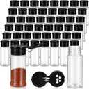 50 Pcs Plastic Spice Jars with Shaker Lids Seasoning Shaker Jars 3.3 Oz/ 100ml Spice Containers Plastic Spices Bottles for Storing Spices Powders(Black Lid)