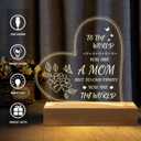 Mothers Day Gifts for Mom from Daughter Son Gifts for Mom Birthday Engraved Night Lights Acrylic USB Low Power Night Lamps Mom Thanksgiving Gifts for Mom Wife Women Night Light (Heart - Mom, You are the world)