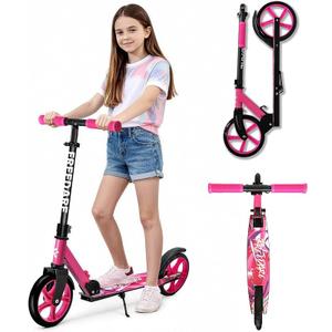 FREEDARE Foldable Kick Scooter for Ages 8+ Kid & Teens, Adults, Pink
