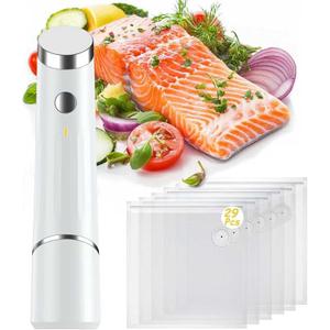 Vacuum Sealer, Portable Vacuum Sealer Machine, Handheld Compact Vacuum Sealer for Food Preservation & Storage with 29 Reusable Vacuum Bags (1 Pump+29 Bags)