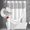 YellyHommy No Hook Shower Curtain with Snap in Fabric Liner Set Less Time White Waffle Shower Curtain for Bathroom 81" L x 72" W