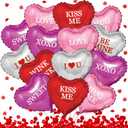 16Pcs Valentine's Day Heart Balloons with 500 Rose Petals, LOVE SWEET BE MINE Valentine Balloons Red Rose Petals Red Heart Shaped Balloons for Valentine's Day Wedding Bridal Shower Party Decor