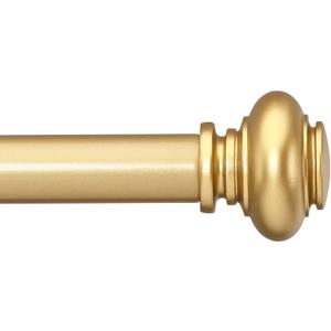 SIMEWIN Gold Curtain Rods for Windows 28 to 48 Inches Adjustable Decorative 1 Inch Diameter Single Window Curtain Rod Set with Classic Finials, Gold Finishing
