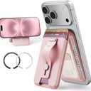 ESR Aura for MagSafe Wallet Stand w Grip, RFID Blocking w MagSafe Ring, 5 Card Holder for Phone Case, Magnetic Wallet for iPhone 17/16/15/14/13/12(Not for Mini), Selected Samsung, Bubblegum Pink