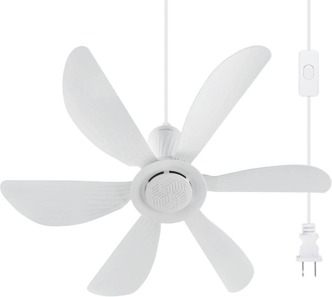 22.5" Small Ceiling Fan for Outdoor Gazebo, 13.2 FT Wiring Portable Tent Ceiling Fan for 110V Plug in, 36dB Quiet Operation with on/off Button