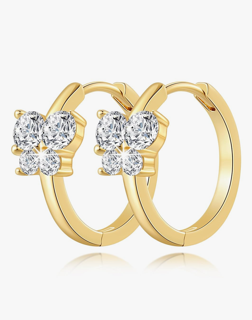 14K Gold Earrings for Women Hoop Earrings for Women Dainty with Cubic Zirconia Delicate Butterfly-Design Womens Butterfly Hoop Earring 20mm