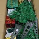 PREXTEX 23-Inch DIY Mini Christmas Tree with Lights - Small Christmas Decorations Table Top Xmas Tree with Multicolor LED String Lights, Star Topper, Hanging Ornaments and Gift Boxes for Holiday Decor (Dark Green)