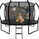 Trampoline Outdoor 14FT with Safety Enclosure Net and Ladder, ASTM Approved Recreational Trampoline for Kids and Adults, Rust-Resistant Frame