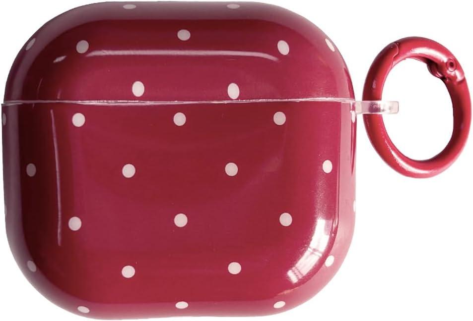 White Polka Dot Red Case with Lock for Airpods 3 Gen,Vintage Aesthetic Pattern Stylish Luxury Trendy Retro Girls Women Protective Cover for Airpod 3rd Genetation