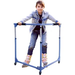 GanFindX Folding Skater Aid for Kids Roller Skating, Roller Skate Trainer for Kids Toddler Adjustable Height Training Walker (Denim Blue)
